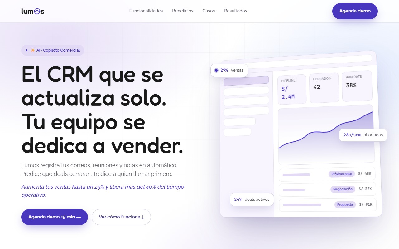 Captura de la web de Lumos AI hecha por Vortik