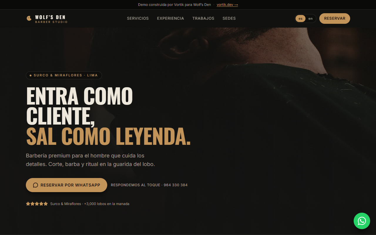 Captura de la web de Wolf's Den hecha por Vortik